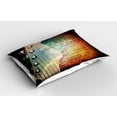 thumbnail image 2 of Ambesonne Guitar Pillow Sham, Grunge Retro Tuning Pegs, 26" X 20", Black Orange, 2 of 2