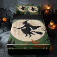 thumbnail image 2 of Homewish Halloween Witch Zipper Queen Comforter Set with Fitted Sheet and 2 Pillowcases, Vintage Castle Zipper Bedding Set, Olive Green, Black Reversible, 2 of 7