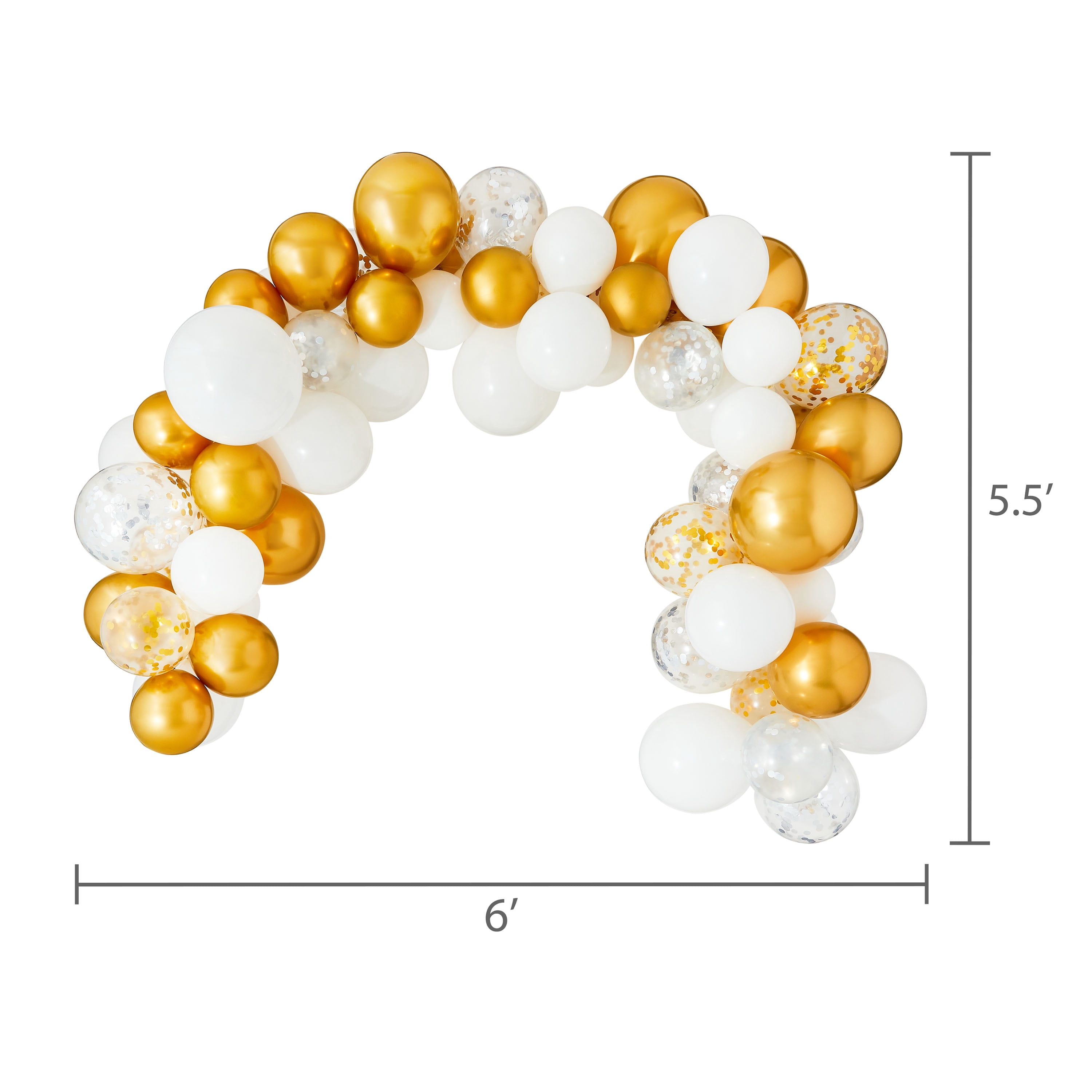 Gold/White Wedding Balloon Garland Kit, 76 Pieces, by Way To Celebrate