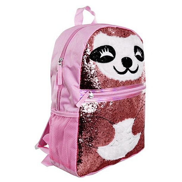 Global Design Concepts - Girls' 16" Pink Glitter Sloth Face Backpack