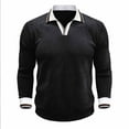 thumbnail image 4 of Generic Men's Ribbed Long Sleeve Polo Shirts V-Neck Textured Solid Color Pullover Casual Corduroy Texture Sweatshirt, 4 of 7