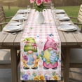 thumbnail image 4 of Easter Eggs Table Runner 36 Inches, Spring Floral Gnomes Plants Butterflies Pink Plaid Bed Runner Dresser Scarves Tabletop for Indoor Outdoor Parties/Ceremony/Banquet, 13"x 36", 4 of 8