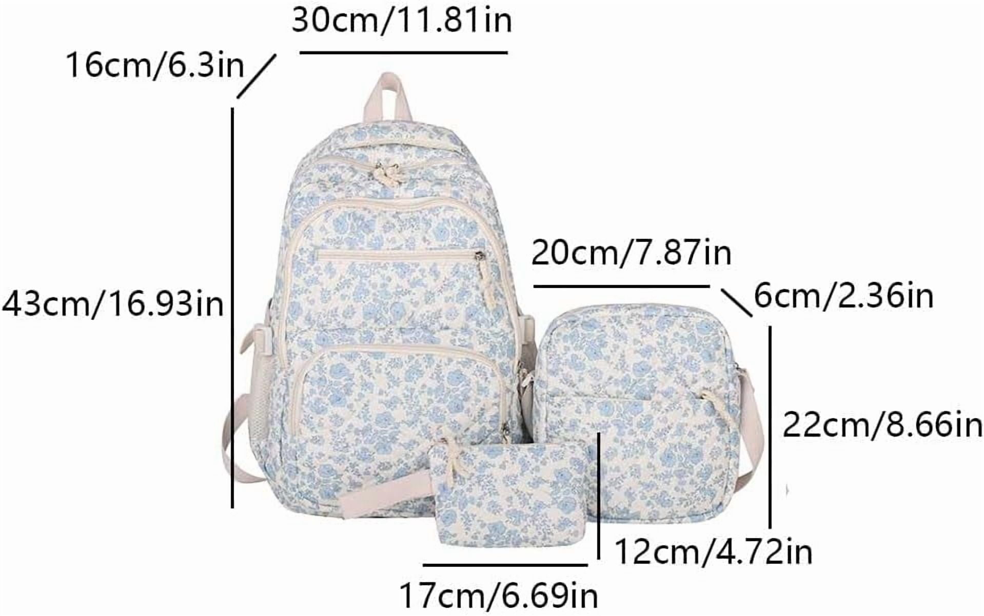 This 3-piece backpack set comes with a cute floral quilted backpack, a medium-sized messenger bag and a small travel storage bag for ladies, presenting a simple and comfortable look