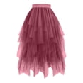 thumbnail image 6 of vigerkar Tulle Skirts for Women Midi Long Skirt Tutu A-Line Mesh Layered High Elastic Waist Skirts (Wine, XL), 6 of 7