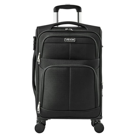 VEVOR Softside Expandable Luggage with Spinner Wheels, 20-Inch Softside Carry on Luggage, Lightweight Checked Suitcase with Expandable Zippered Pocket and TSA Lock, Black