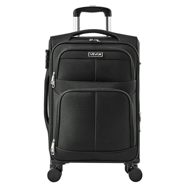 VEVOR 20-Inch Softside Expandable Luggage with Spinner Wheels Carry on Suitcase Black