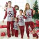 thumbnail image 1 of Pijamas familiares a juego de Navidad, Cuadros rojos con camión a árbol de Navidad, conjunto de pijamas grises con pijamas de bebé, 1 of 3