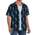 thumbnail image 2 of Balery Blue Seahorse Camisa Casual de Manga Corta con Botones para Hombre, Texturizada, Estilo Cubano, para Playa, Verano-4X-Large, 2 of 5