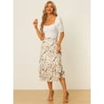 thumbnail image 2 of DARING DIVA Women's Tiered Ruffle Hem Midi Skirt XS White Yellow-Floral, 2 of 6