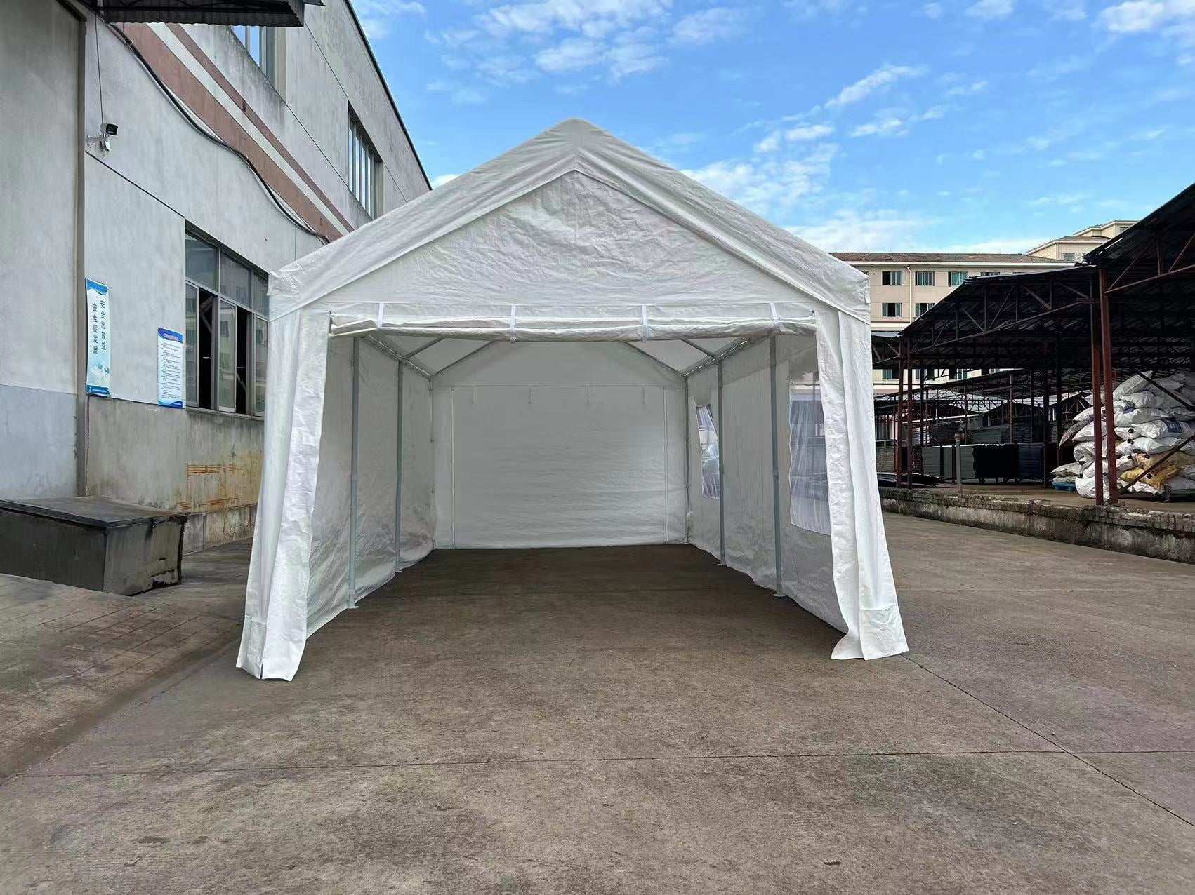 Danolapsi Carport 10'x20' Portable Garage,Reinforced Steel Poles, Heavy Duty Carport Canopy,4 Roll-up Doors & 4 Mesh Windows,for Pickup,Boat,and Equipment(ship in 2 boxes)