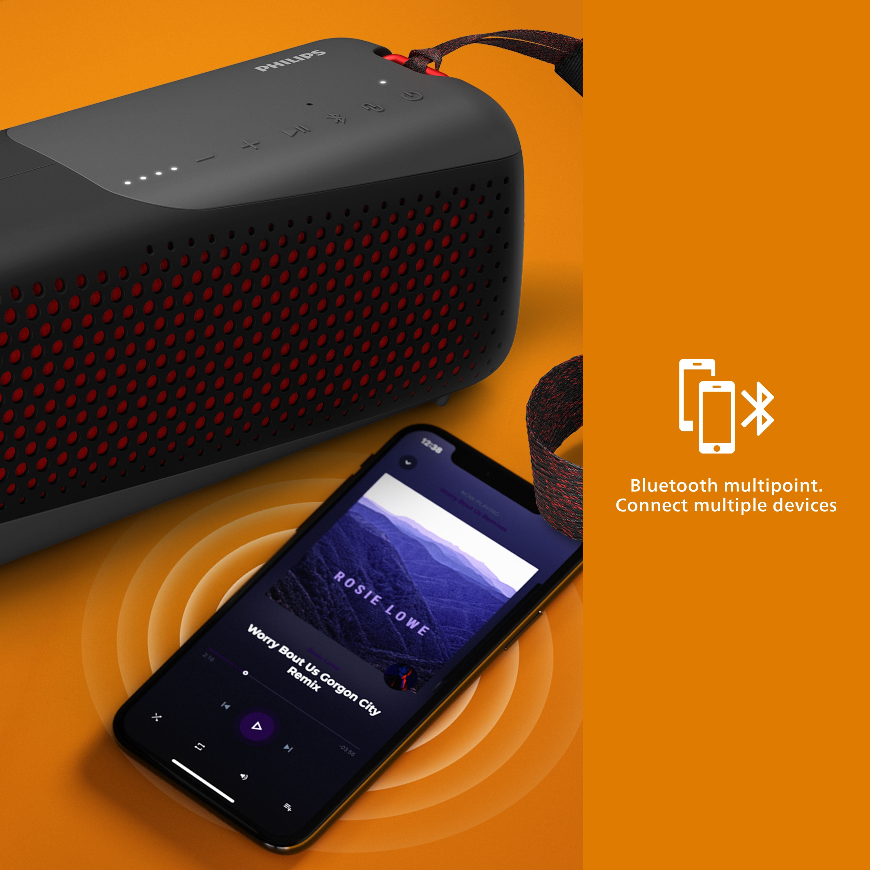 Philips S4807 Rugged Wireless Speaker with Multipoint IP67 Waterproof, Small Size, Black - Walmart.com