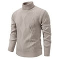 thumbnail image 2 of Men's Turtleneck Sweater Long Sleeve Cable Knit Stretch Pullover Casual Sweaters Fall Winter Warm Top (4XL, Khaki), 2 of 8