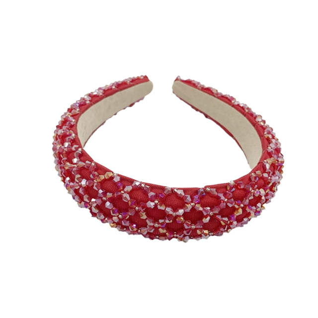 Qarigey Diademas con cuentas de cristal para decoración de cabeza gruesa, broche de moda para el cabello, tocado de aro, regalo para mujeres y niñas, Accesorio para el cabello Rojo Qarigey AP010973-02B