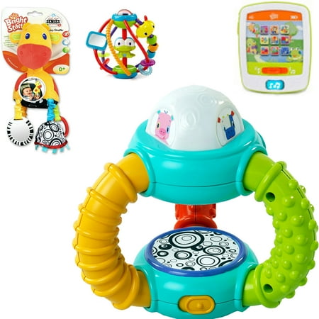 Bright Starts 0-12 Months Toy Value Set, includes Funpad Toy, Sensory Giraffe, Barbell, Remote Toy, Music Player, Music Toy, and Activity Ball