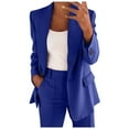 thumbnail image 4 of Jinhomg Womens Plus Size Work Suit Dressy Casual Blazer Jacket with Elastic Waist Pants 2 Piece Plain Solid Business Blazer Sets Blue XXXXL, 4 of 8
