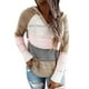 thumbnail image 1 of Suéter de punto con bloques de color y mangas largas para una comodidad diaria, talla M Sudadera con capucha rosa suave, 1 of 4