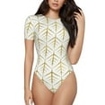 thumbnail image 1 of Fotbe White And Gold Geometry Body de Mujer con Cuello Redondo y Mangas Cortas, Sin Mangas Ajustado, Suave, Cómodo y Básico-X-Large, 1 of 7