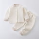 thumbnail image 1 of Cowsor Toddler Baby Fall Outfit Linen Long Sleeve Button Down PocketShirt Tops Striped Pants 2Pcs Clothes Set, 1 of 6