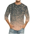 thumbnail image 2 of COSFO 3/4 Sleeve Mens T Shirts Casual Striped Crew Neck Bronze Tops Pullover Slim Graphic Tees, 2 of 5