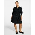 thumbnail image 2 of Terra & Sky Women's Plus Size Tiered Shirt Dress with Long Sleeves, Sizes 0X-5X, 2 of 5
