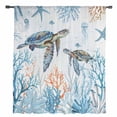 thumbnail image 2 of Ocean Turtle Semi Sheer Curtains Drapes for Living Room, Bedroom, French Doors Window 96 Inches Long, Blue Coastal Coral Starfish Seagrass Rod Pocket Chiffon Curtain Drapery Voile Draperies Panel, 2 of 6