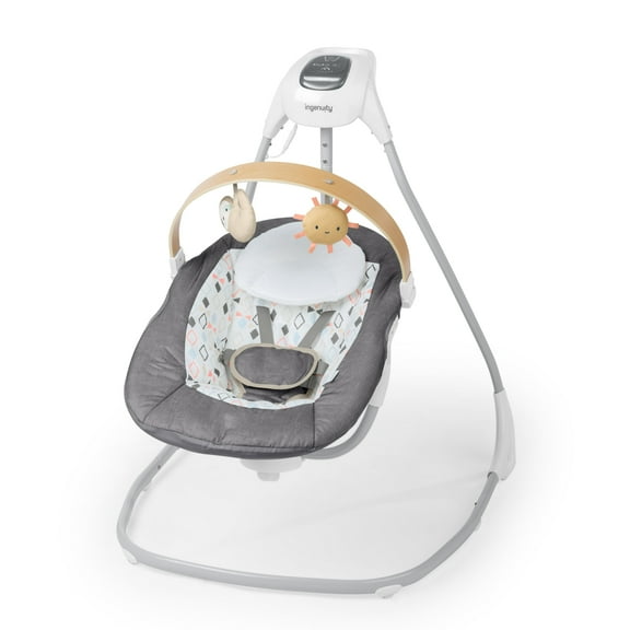 Ingenuity SimpleComfort Compact Soothing Swing Parker, Gray, Ages 0-9 Months