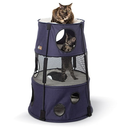 UPC: 0655199636853 | K&H Pet Products Kitty Tower Classy Dark Denim 3 Story