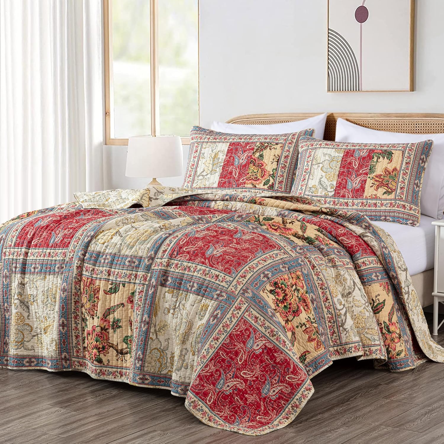 Chezmoi Collection Bonnie Trapunta Matrimoniale 100% Cotone Con Bordo Arricciato, Leggera E Morbida, Verde Acqua (228x238 Cm + 2 Federe)