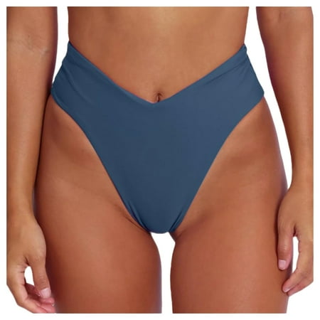 UFOUND Women Swimwear Bikini Bottom Sexy V Cut High Cut Swimsuit High Waisted Bathing Suit Bottoms Comfort Beach Summer Swim Wear M