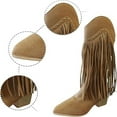 thumbnail image 5 of Dakaela Women's Fringe Cowgirl Boots Vintage Tassel Western Cowboy Boot Pointed Toe Pull on Knee High Boots, 5 of 7