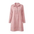 thumbnail image 5 of Mlkoz Fall Dresses for Women Casual Striped Collared Shirt Dress Long Sleeve With Pockets Fitted Waist Daily Wear, 5 of 6