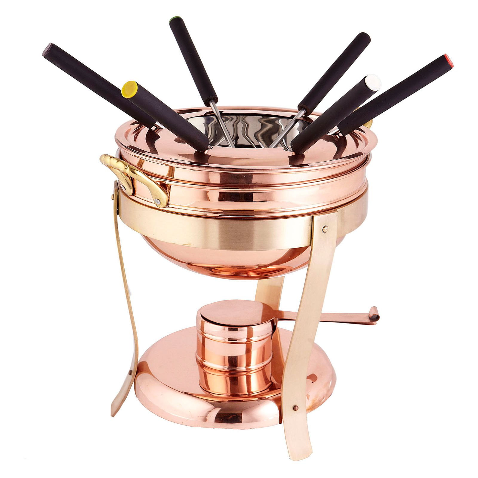 2¾ Qt. Décor Copper & Brass Fondue Set w/6 Forks,