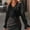 Black, variant on EchfiProm Black Womens Dressy Casual Tops Boho Work Ruffle V Neck Classic Fit Solid Long Sleeve Shirts