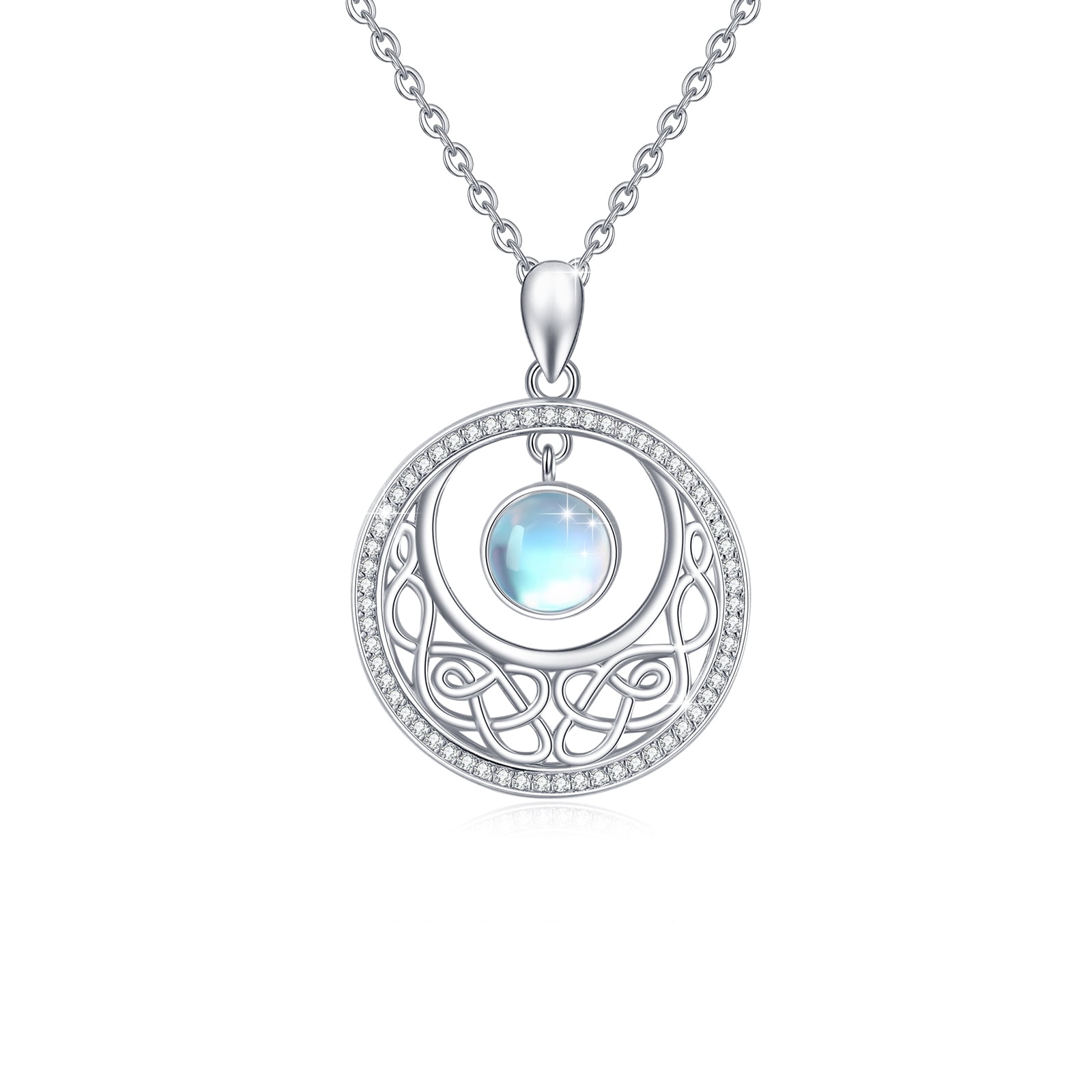 CUOKA MIRACLE Crescent Moon Necklace Moonstone Necklace 925 Sterling ...