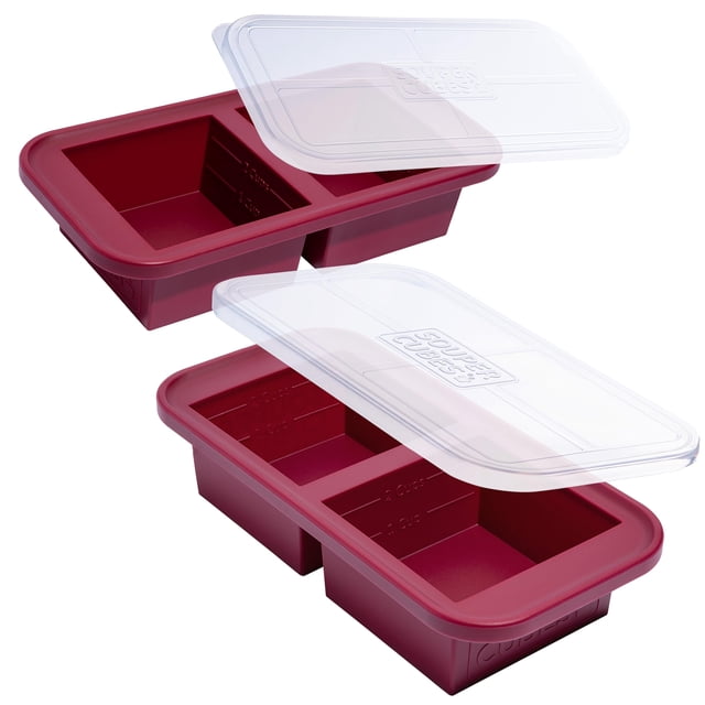 Bandeja para congelador Souper Cubes de silicona de 500 ml con tapa, paquete de 2 unidades, color arándano