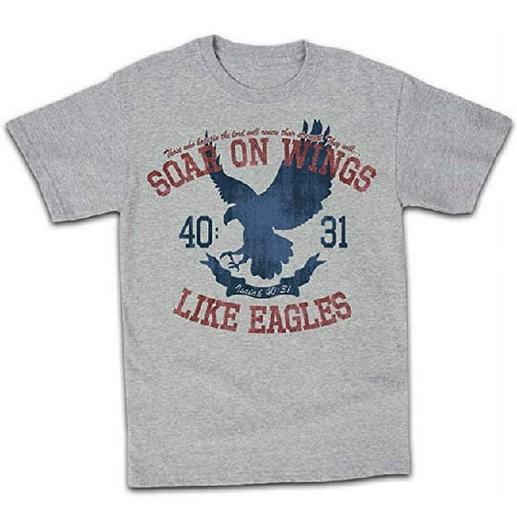 On Wings of Eagles - Gray Christian T-Shirt, Size XL