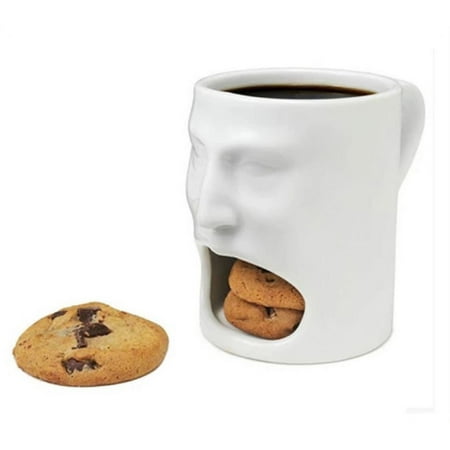 

Njspdjh Funny Coffee Mug With Cookie Holder Ceramic Tea Milk Cup Breakfast Drinking Mug Pot Water Tea Cup White Human Face Style Water Cup