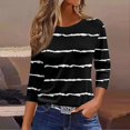 thumbnail image 2 of Women's Casual 3/4 Sleeve T-Shirts Round Neck Loose Casual Cute Tunic Tops Basic Tees Blouses Loose Fit Pullover Business Work Floral Print Tshirts, 2 of 3