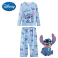 thumbnail image 3 of Conjunto de pijamas para niñas KawaII Disney Stitch, pijamas finos de algodón de verano para niños, conjuntos para niños, ropa de hogar para niños, traje de dormir informal para viajes, 3 of 4