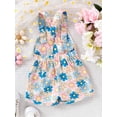 thumbnail image 4 of Yunliwuli Toddler Girls Overalls Flower Print Sleeveless Straps Buttons Pockets Shortall Summer Kids Romper Jumpsuit, 4 of 10