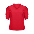 thumbnail image 3 of Camisa de Manga Corta con Cuello en V de las Señoras Casual, de Moda de Color Sólido para el Verano, 3 of 7