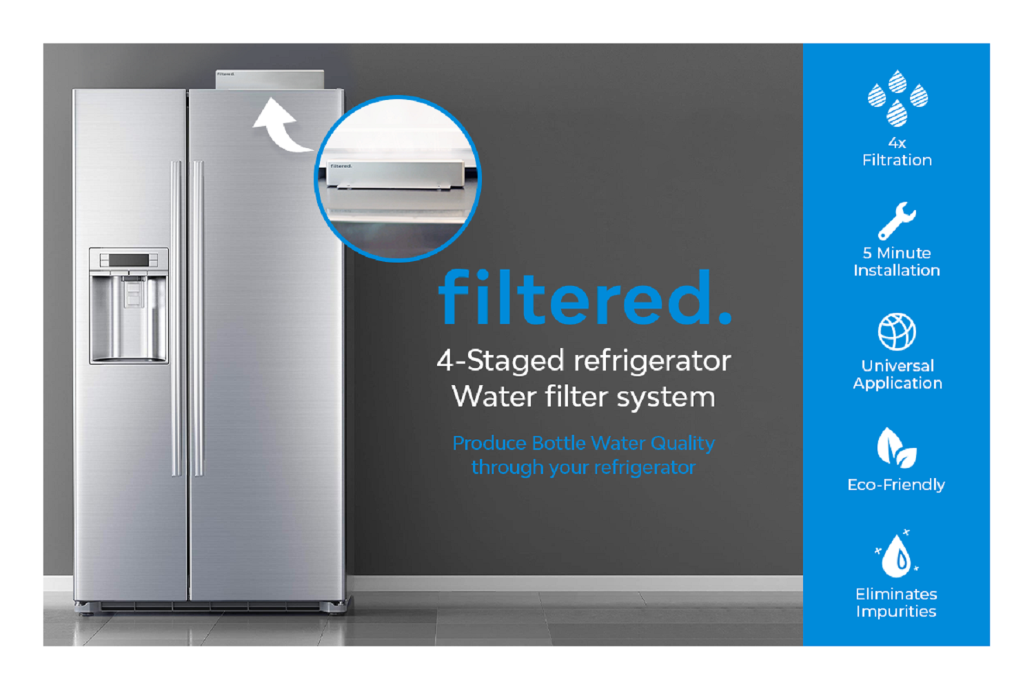 CFS Universal Inline Water Filter System for Refrigerators and Ice Makers - Rivals Taste of Reverse Osmosis - image 4 of 6