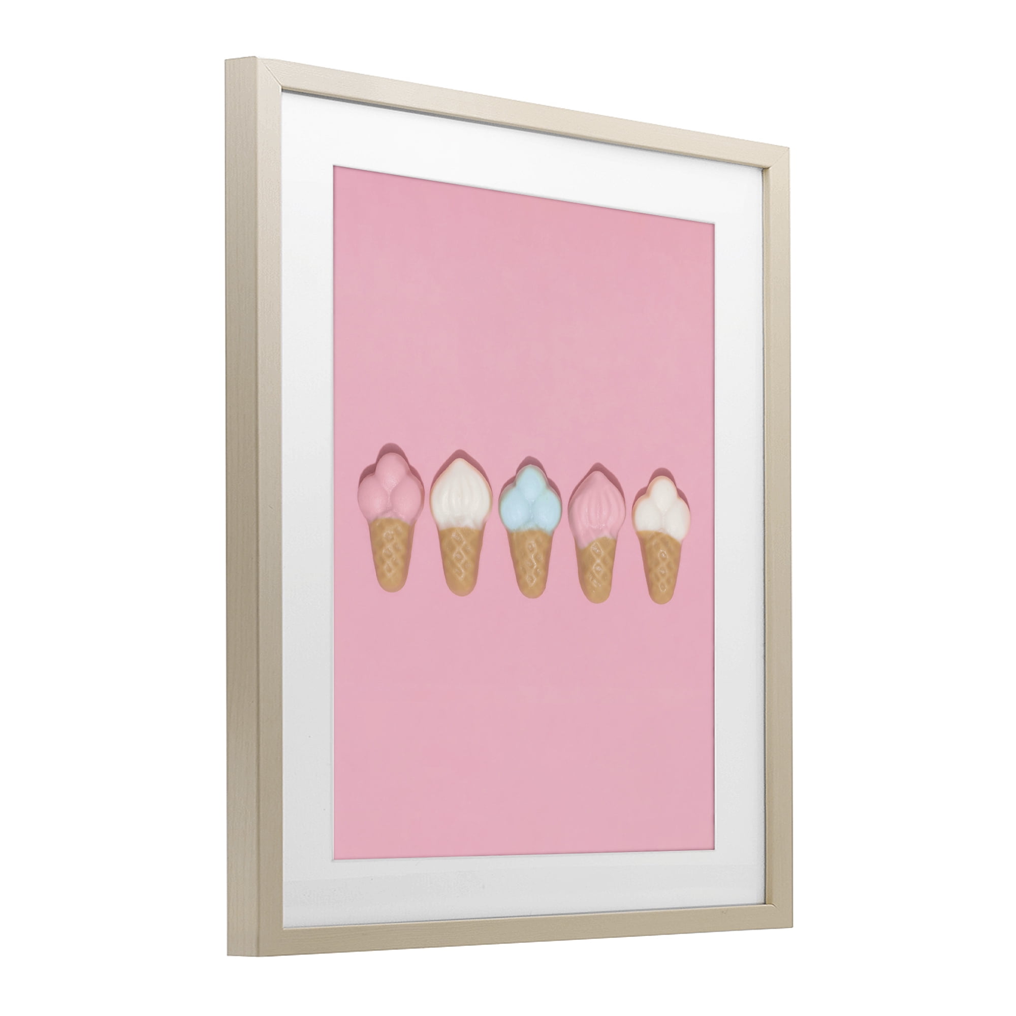 Stupell Industries Pink Ice Cream Candy Birch Framed Print Under Glass, design by LISH Creative