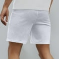 thumbnail image 4 of Shorts for Men Solid Color Drawstring Elastic Waist and Pockets Mid-Rise Bermuda Shorts Washed Crinkle White XXL, 4 of 6