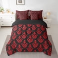 thumbnail image 2 of Gothic Bed in a Bag King Size Comforter Set 7 Pieces,Adults Black Damask Bedding Sets,Victorian Sheet Set with Comforter Vintage Baroque Goth Antique Black Floral Bohemian Decor,Rasberry Red, 2 of 5