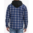 thumbnail image 4 of GIRUNS Men's Plaid Shirts Jacket Fleece Flannel Lined Long Sleeve Shirts Sherpa Button Down Coat With Hood Blue White L, 4 of 9