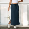 thumbnail image 4 of Nestiefly Womens Side Slit Maxi Skirts Elastic High Waisted Drawstring Casual Long Sweat Skirts, 4 of 7
