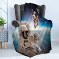 thumbnail image 4 of Outer Space Soft Flannel Fleece Blanket, Cosmonaut Crew in Universe Astronomy Atmosphere Astral Journey Inspired Image, Cozy Plush for Indoor and Outdoor Use, 60" x 80", Blue Beige, by Ambesonne, 4 of 5