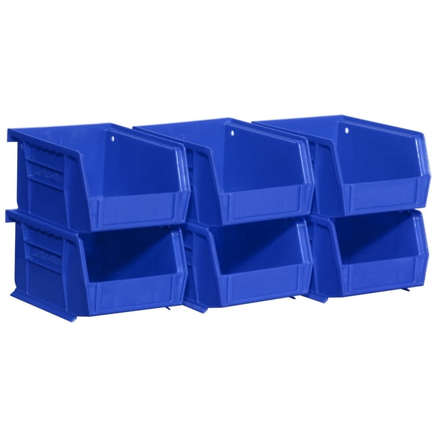 Papelera organizadora de almacenamiento Akro-Mils 30210, Akrobins, azul, paquete de 6