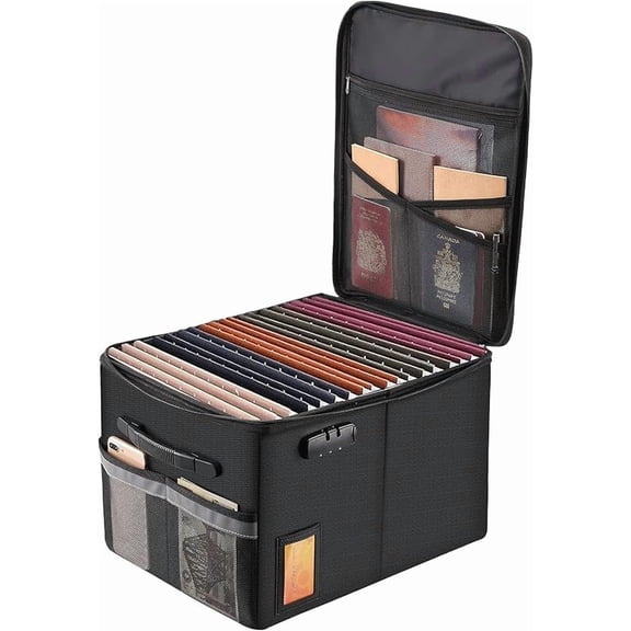 Fireproof File Cabinet with Lock, Fireproof Document Organizer Collapsible File Box Filing Cabinet with Handle for Letter Legal Folder Certifications